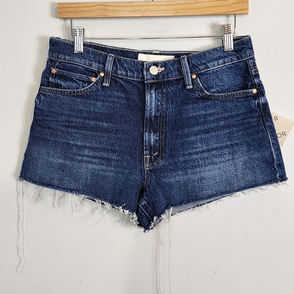 NWT Mother Superior The Dodger 100% Cotton Fray Blue Denim Jean Short SZ 27 - Picture 4 of 7